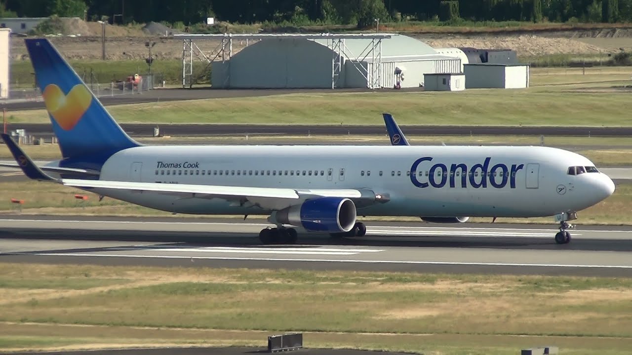 Inaugural Departure: Condor D-ABUI 767-300ER Takeoff Portland Airport (PDX)