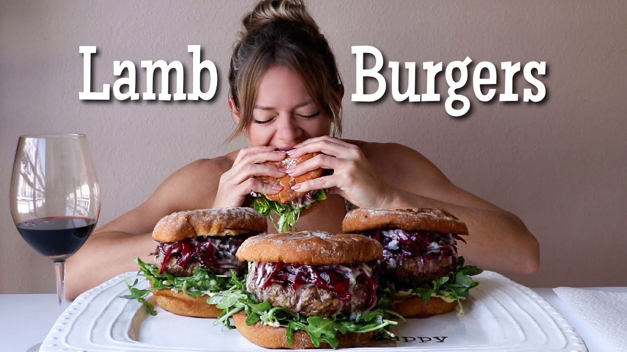 Lamb Burger MUKBANG w/ Red Onion Marmalade, Gorgonzola Dolce Fondue, Lemony Arugula + Special Sauce!