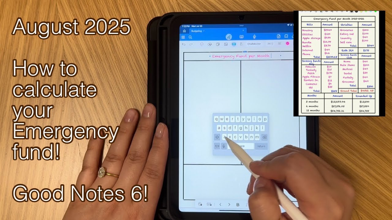 emergency fund | iPad mini | creating a tracker | good notes 6 | teacher income | August 2025