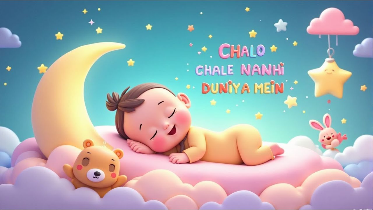 Chalo Chale Nanhi Duniya Mein | Hindi Lullaby for Kids | Cute Animated Kids Song | @BubbleBellTv