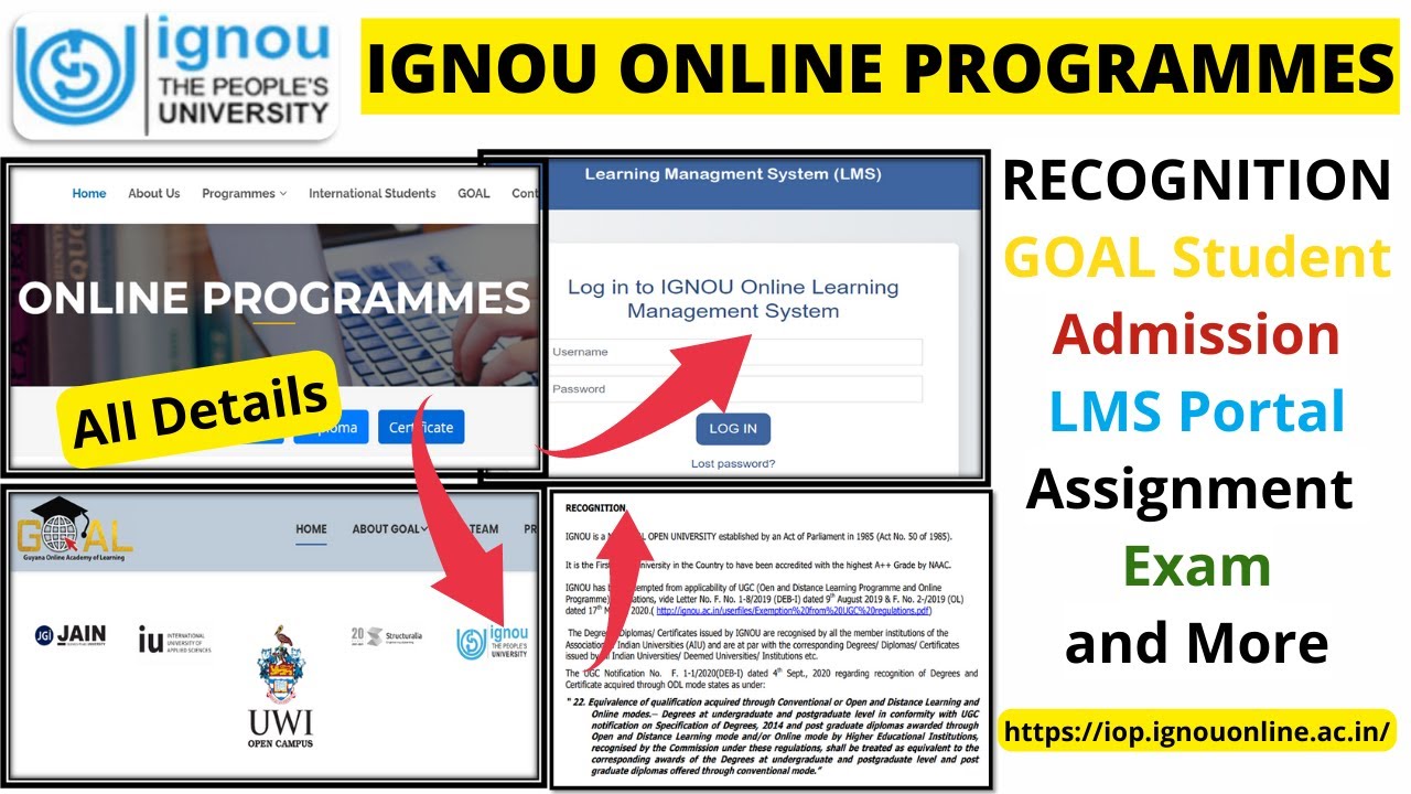 IGNOU Online Programmes/Courses Full Information || Recognition, Admission, LMS Portal, Assignment