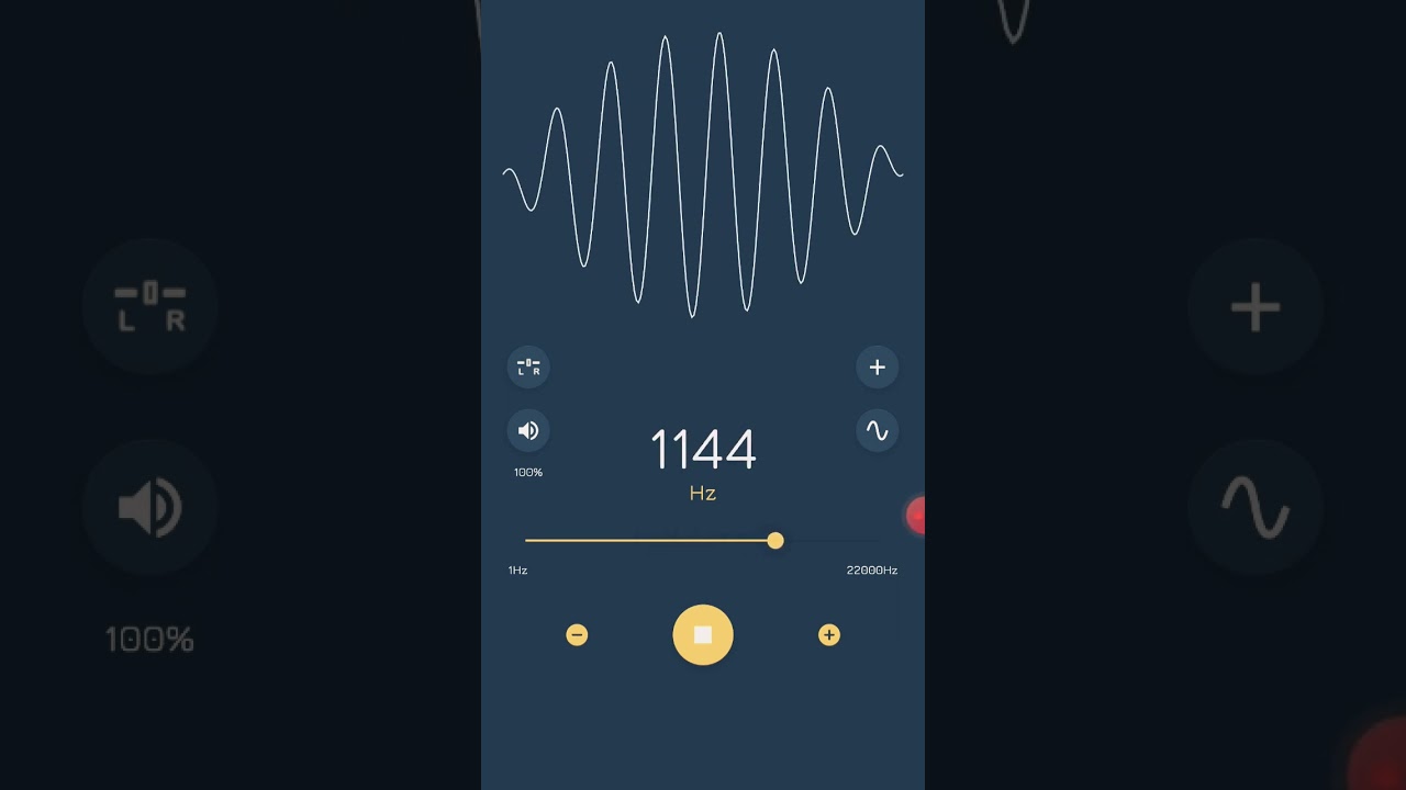 Sound frequency from 1Hz to 22000Hz in sine wave