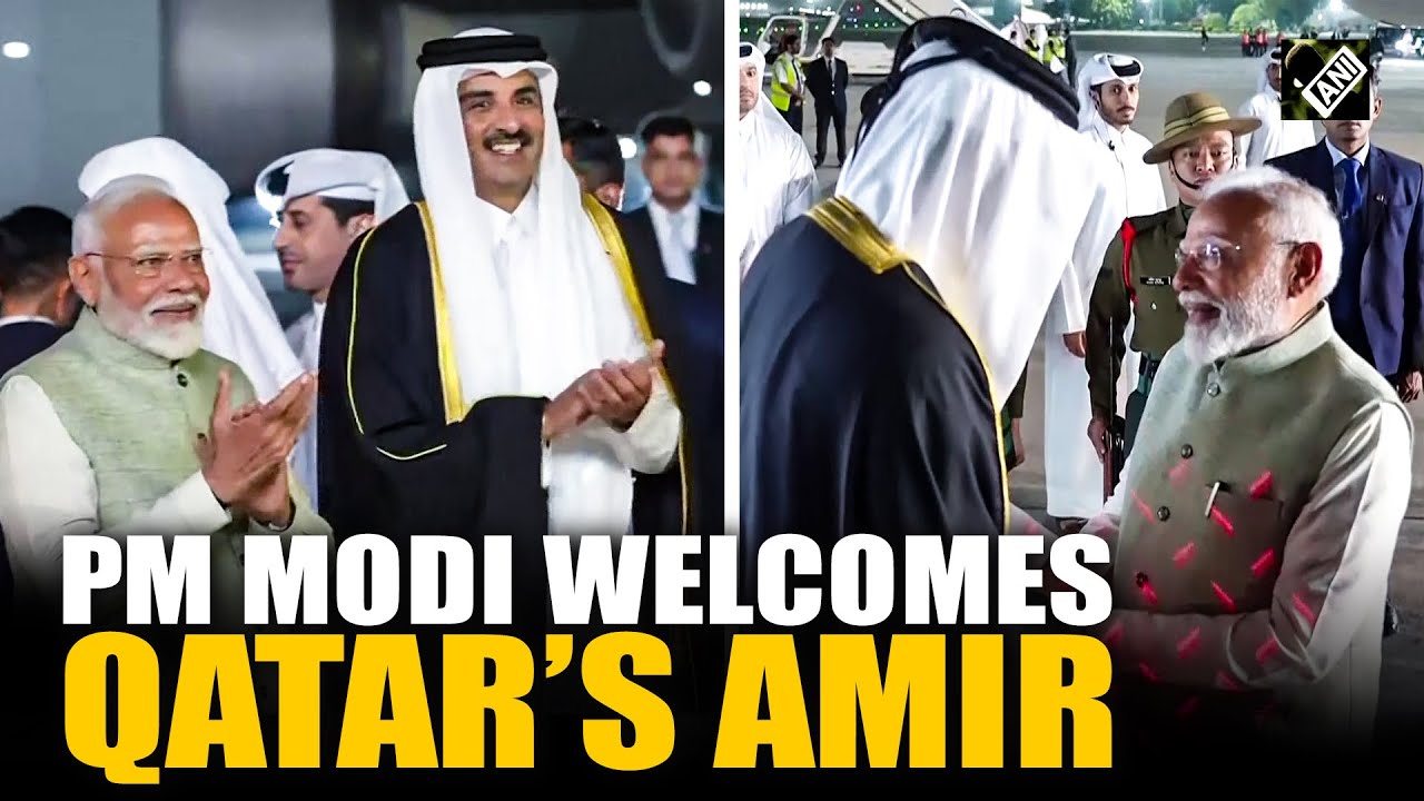 PM Modi welcomes Qatar Amir at Airport as latter lands in India for a two-day visit