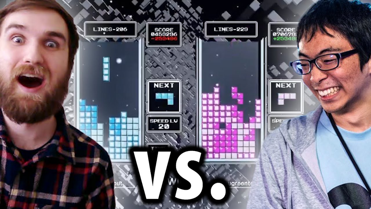 Playing against Greentea in Classic Score Attack on Tetris Effect: Connected!