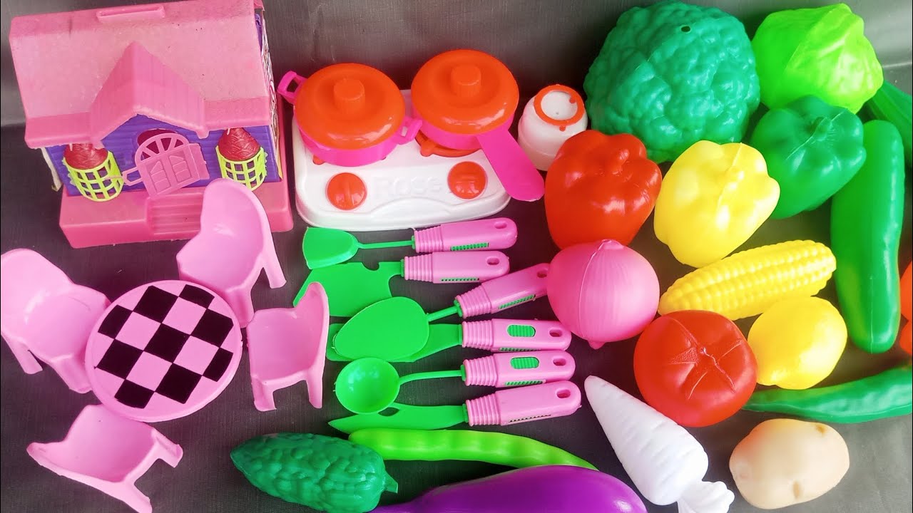 4:55 Minutes Satisfying With Unboxing Pink Barbie Doll House And Vegetables Set Toys Review | ASMR