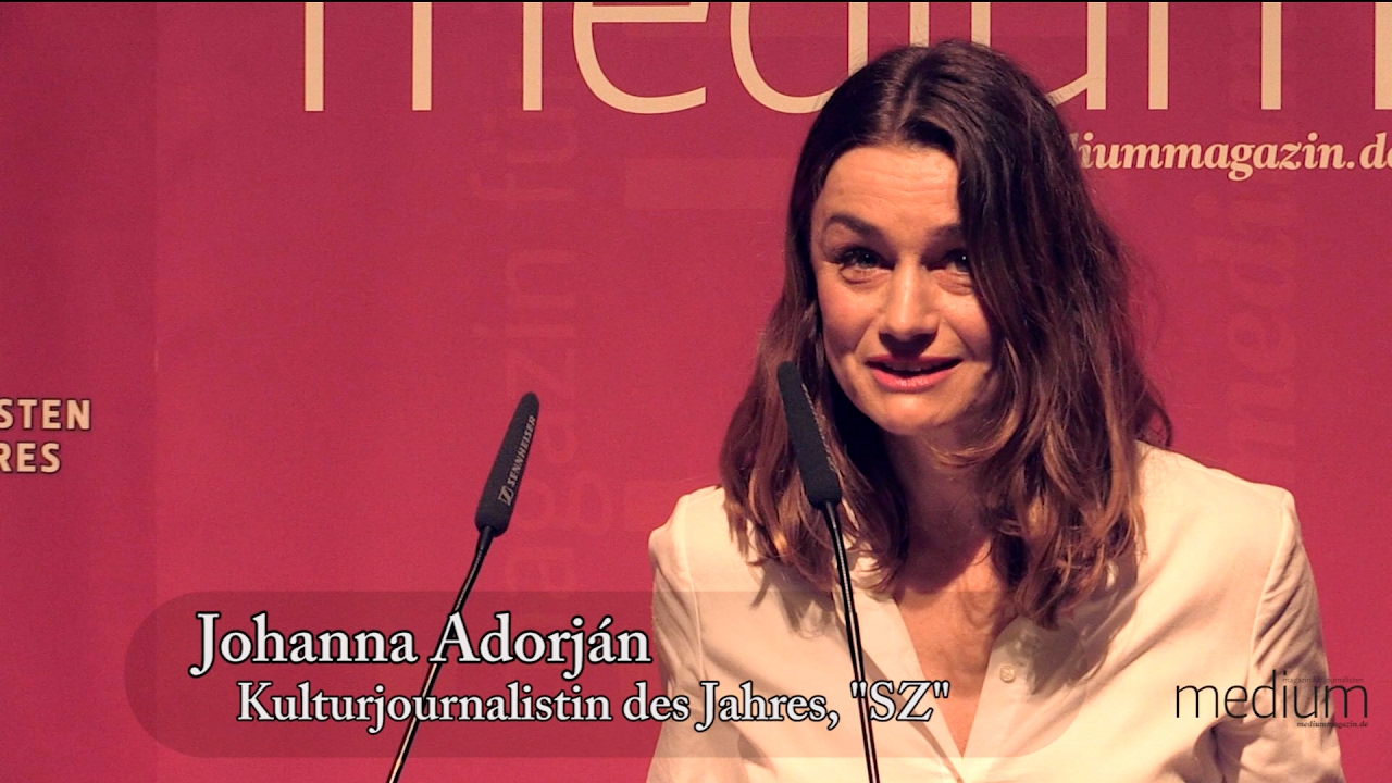 Johanna Adorján, Kulturjournalistin des Jahres – Journalisten des Jahres 2016