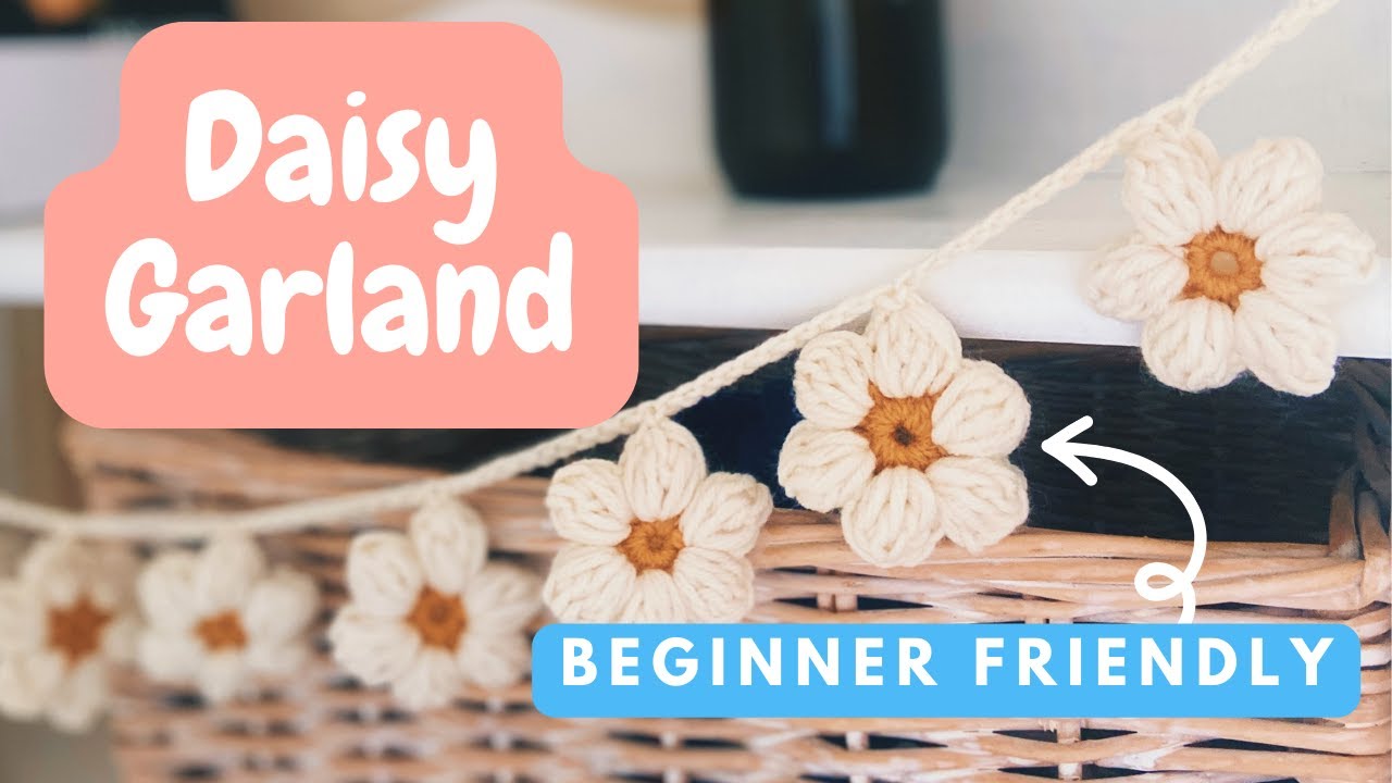 Crochet Daisy Flower Garland Tutorial - Beginner Friendly