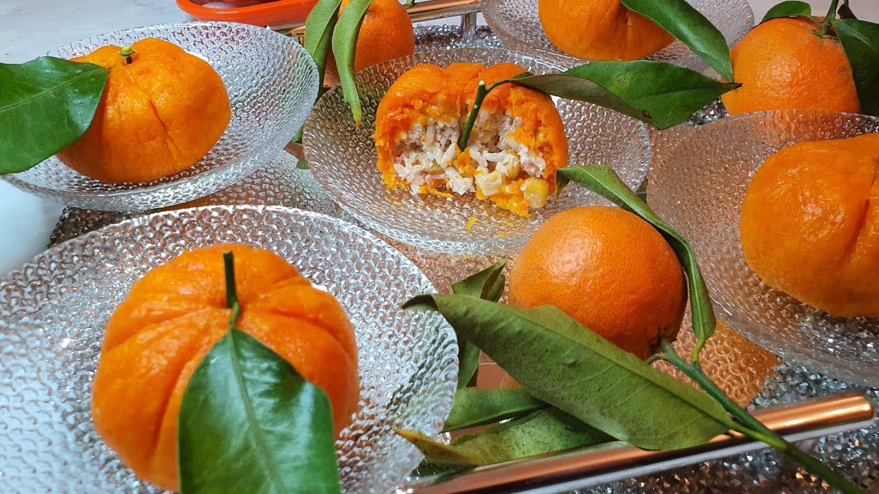 mandarin-shaped mini saladسلطة على شكل اليوسفي ( المندرين)روعة فالشكل والمداق