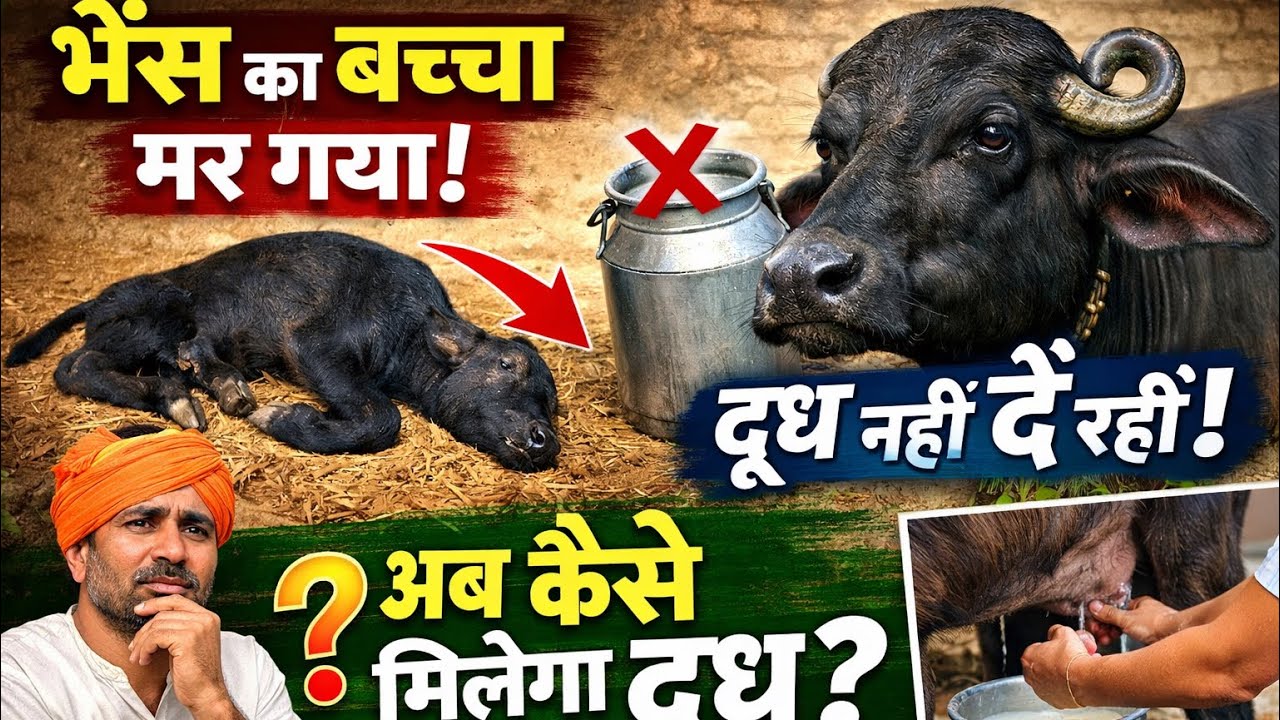 भैंस का बच्चा मर गया 😢 अब दूध क्यों नहीं दे रही? जानिए पूरा इलाज || भैंस देंगी पूरा दूध 100% 