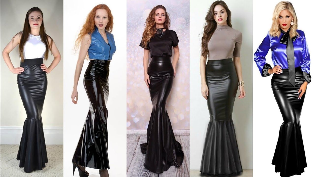 Stunning Mermaid Leather Skirt Outfits  || Fish Tail Leather Skirts design