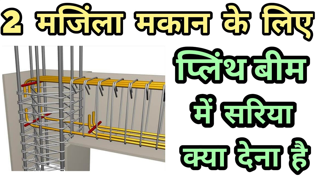 Reinforcement details of Plinth Beam for 2 Storey House | 2 मंजिला घर के लिए प्लिंथ बीम का सरिया