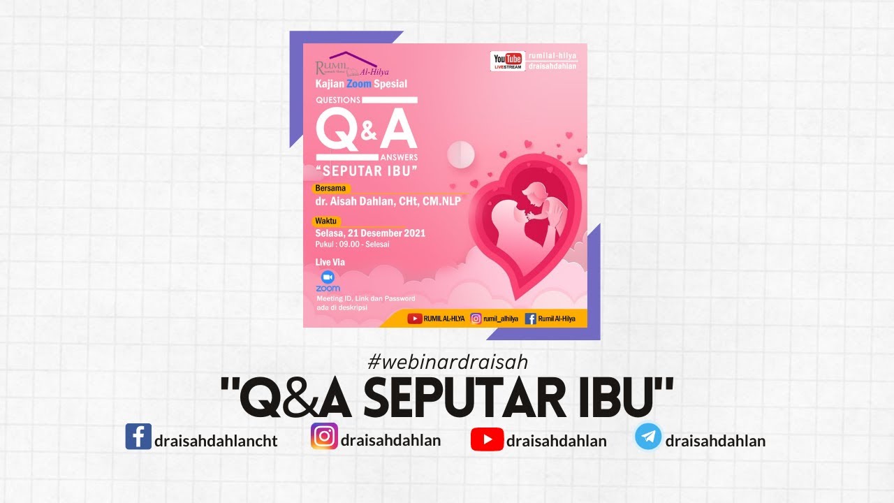 Rumil Al-Hilya  : Q & A (Tanya Jawab Seputar IBU)  bersama dr. AISAH DAHLAN, CHt., CM.NLP