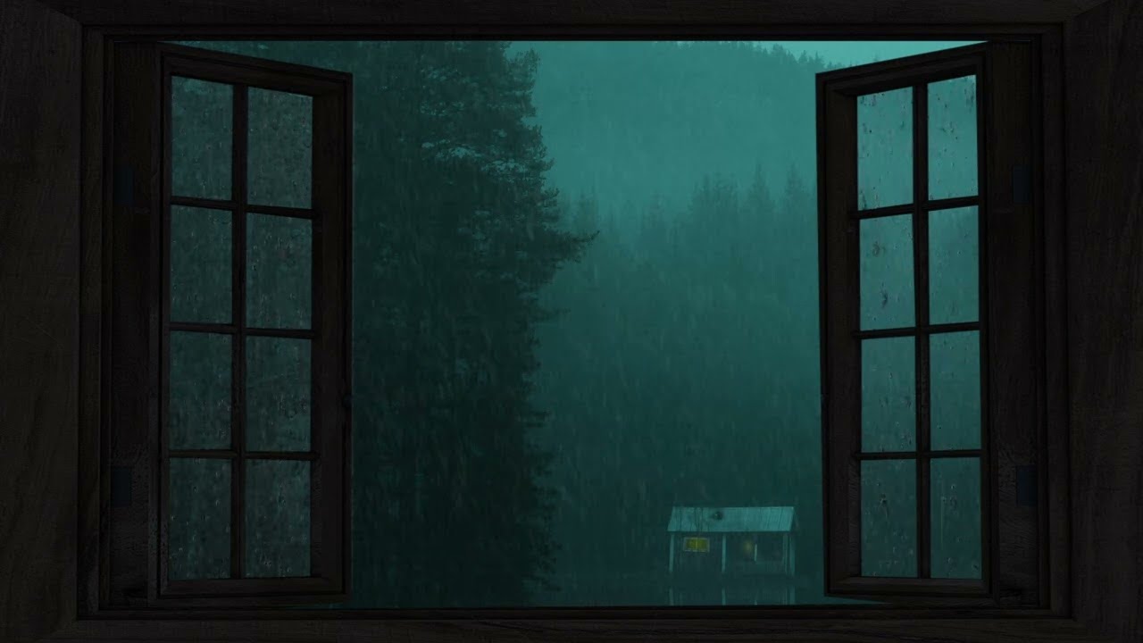 1 Hour Heavy Rain Sounds For Sleep, Study & Relax - Open Window Ambiance