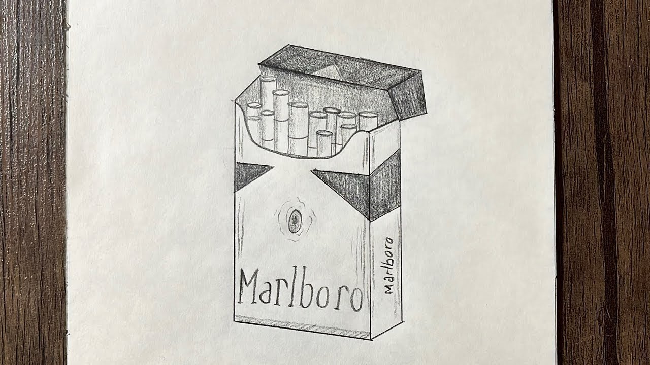 How to draw a Cigarette pack | marlboro | cool pencil drawing ideas for beginners