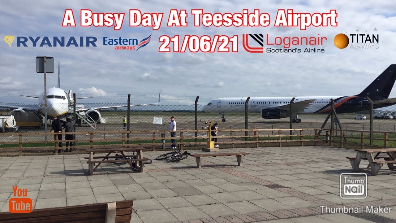 Plane Spotting at Teesside Airport with ATC| Titan Airways 757 | Ryanair 737 |21/06/21
