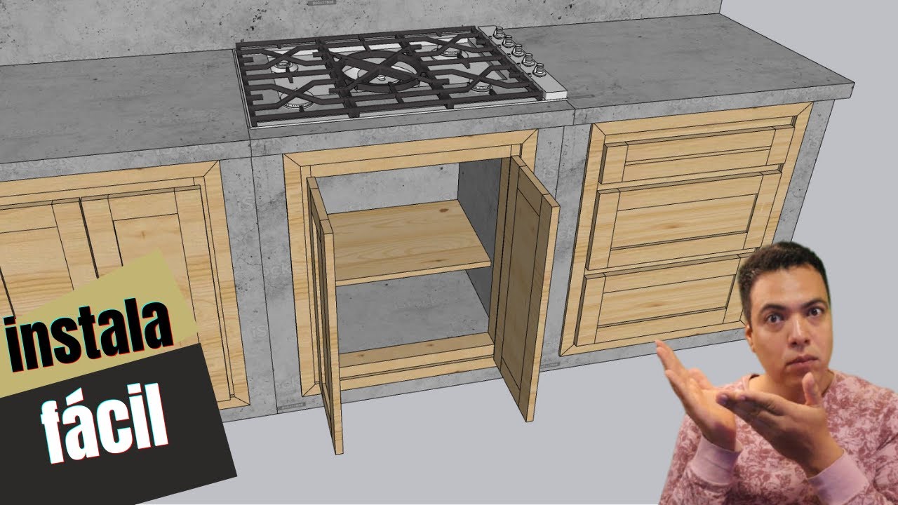 PUERTAS de madera en COCINA de CONCRETO