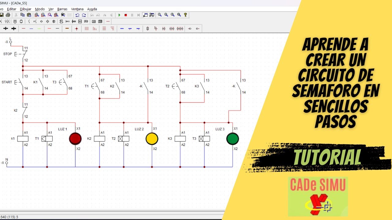 TUTORIAL : COMO CREAR UN CIRCUITO DE SEMÁFORO CON CADESIMU-EXPLICACIÓN PASO A PASO 🚦💡🚦  ⚡