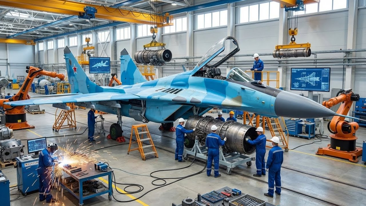 MiG-29 Fulcrum Factory: Rapid Assembly & Klimov RD-33 Twin Engine Integration Process