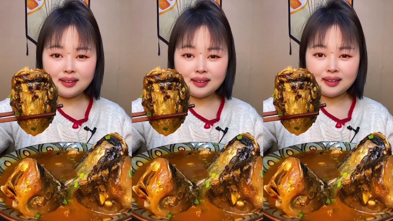 Rural ASMR Eating Show Satisfying Fish Head & Home-Style Fish Cooking | Relaxing Food Sounds