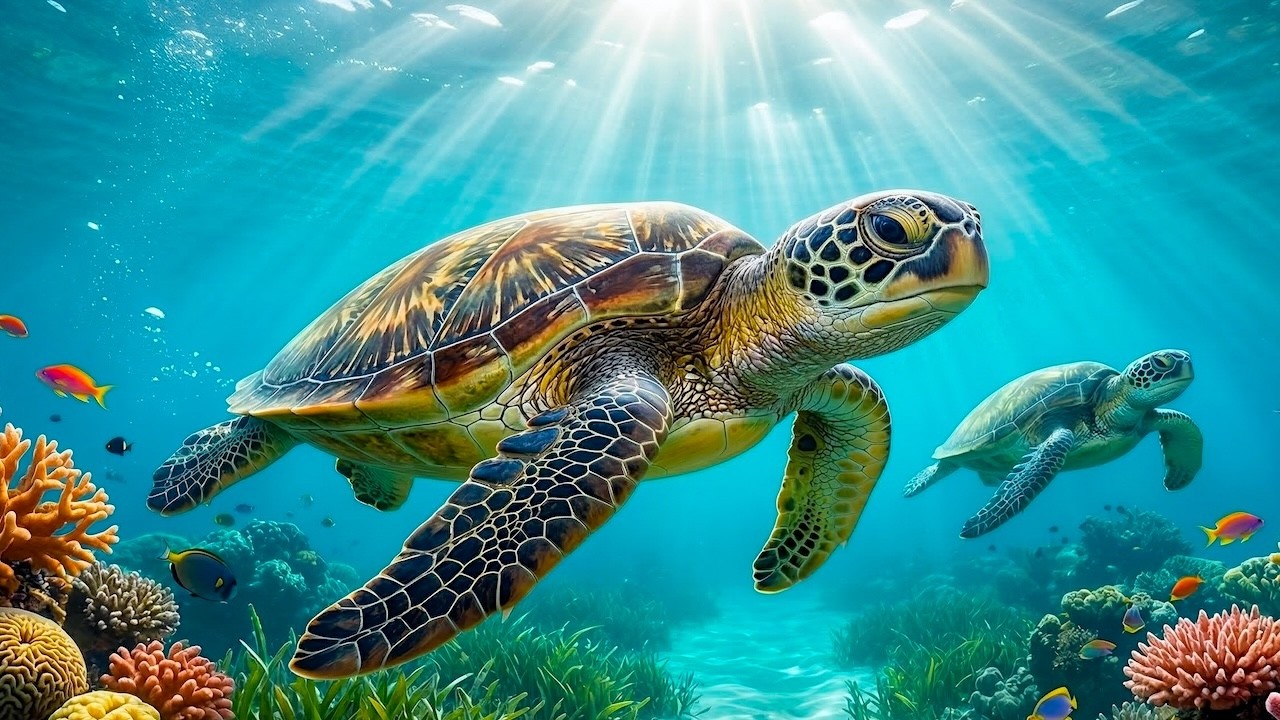 Deep Ocean Relaxation in 4K 🐢 Sea Turtles & Coral Reef Calm for Sleep (1 Hour)
