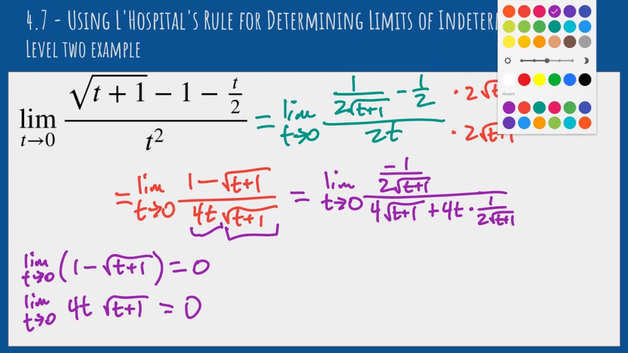 4.7 - L'Hospital's Rule - Level 2 Examples