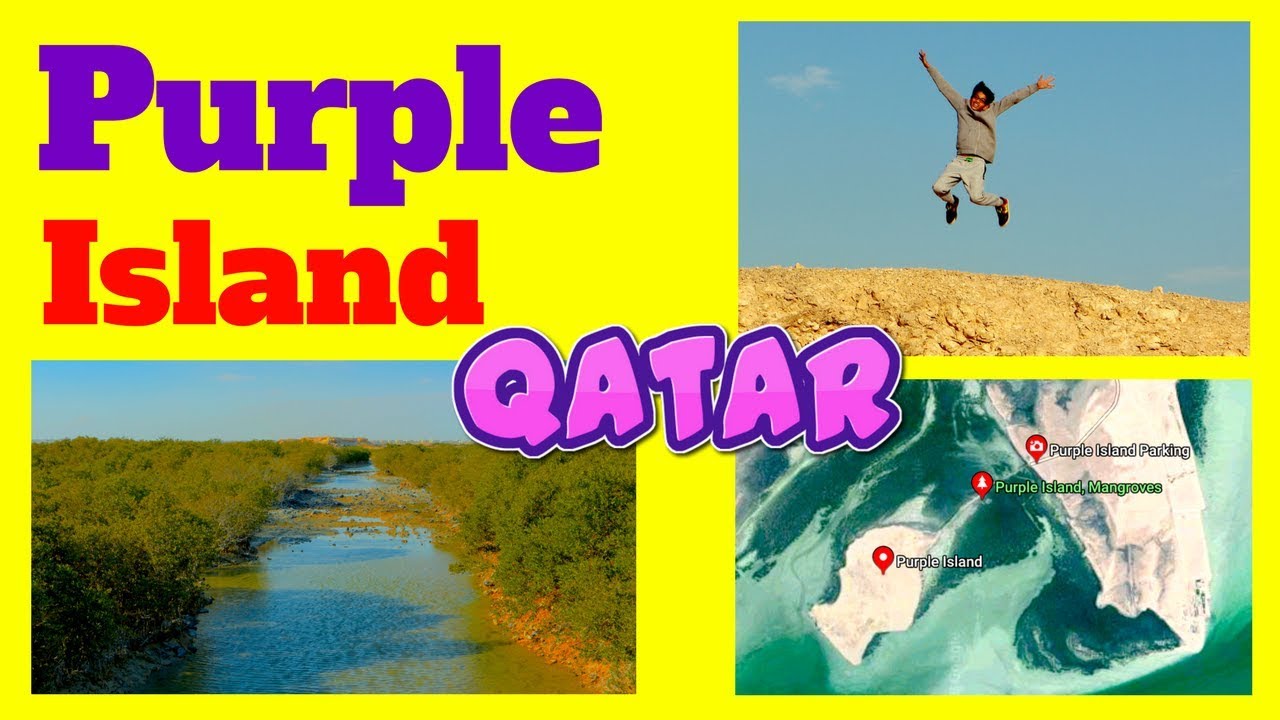 purple island Qatar Al Khor Island near Al Thakira mangroves location images vlog