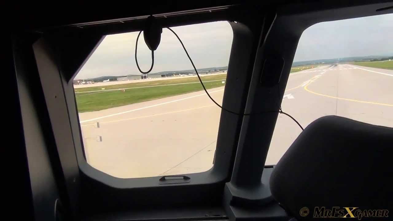 Powerfull Airbus A320 cockpit takeoff Stuttgart Airport - Jumpseat