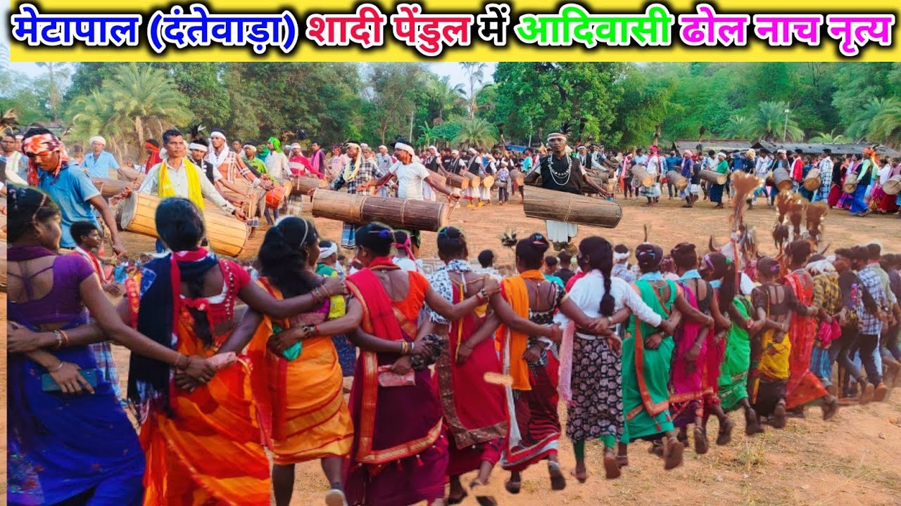 मेटापाल शादी पेंडुल में आदिवासी ढोल नाच नृत्य करते हुए Tribal Dhol dance at Metapal wedding |shadi|