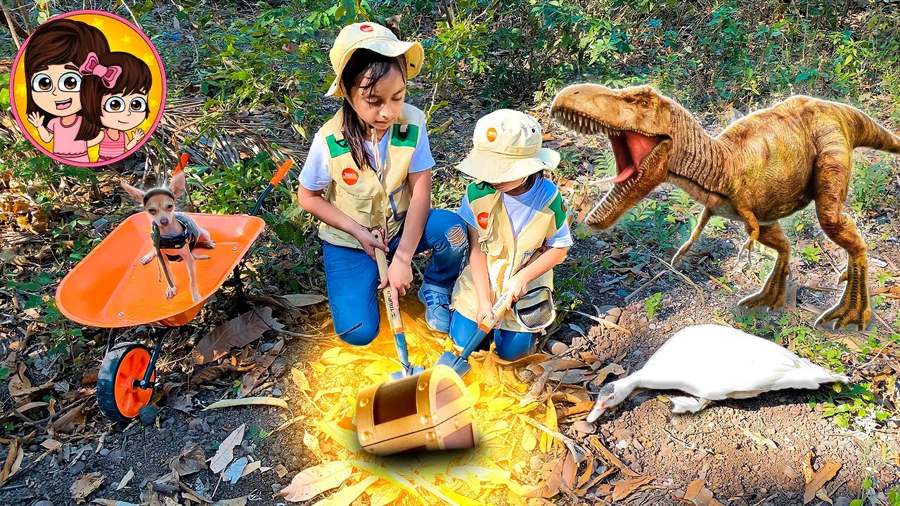 FUIMOS AL BOSQUE Y UN DINOSAURIO NOS TRATO DE COMER | Las Leoncitas Kids
