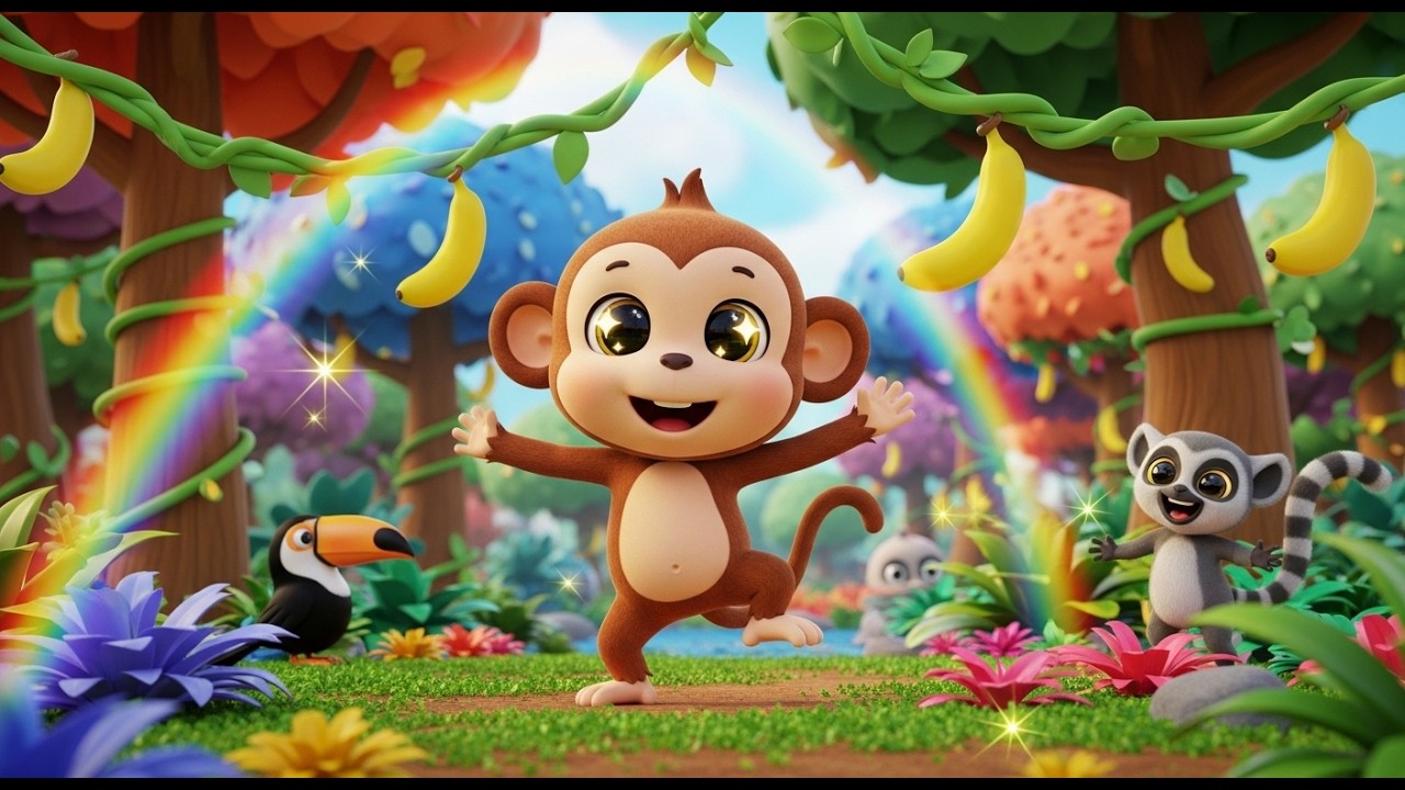 Monkey Loves Bananas 🍌 | Toddler 3D Jungle Dance Song | Tiny Tots World Fun Adventure