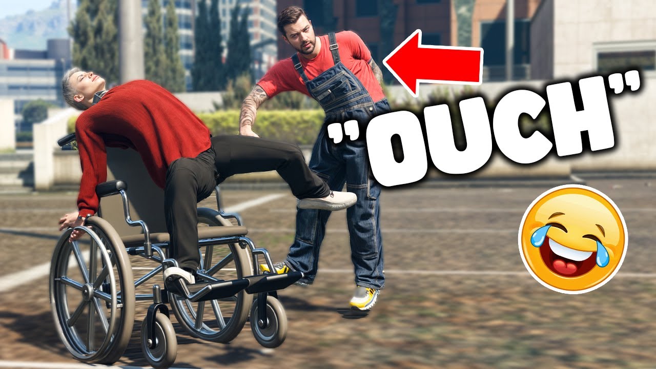 DRIVE-BY Kicking Players in a WHEELCHAIR in GTA 5 RP