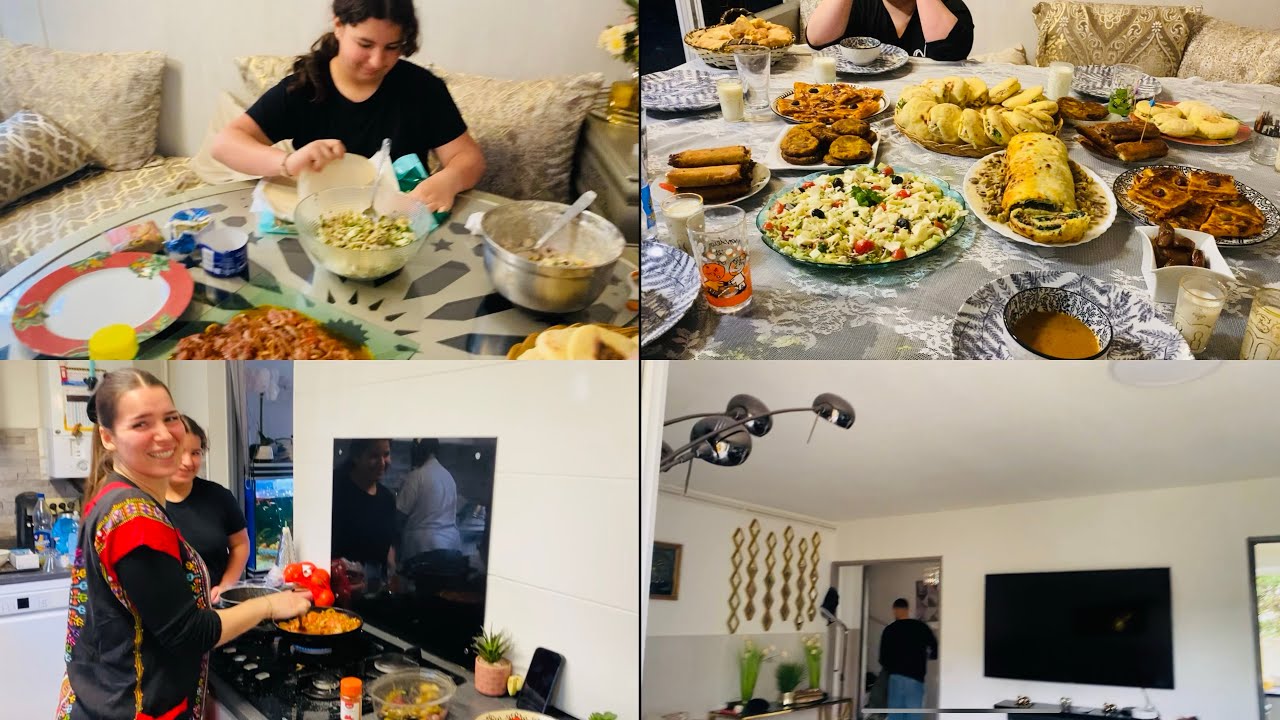 أجواء رمضان رائعة في مطبخ مع البنات تحضير طاولة افطار بأطباق لذيذة Routine Ramadan