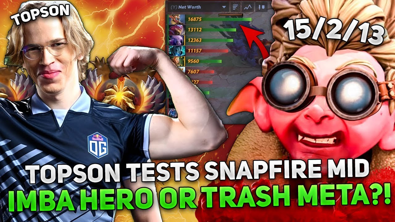 TOPSON tests SNAPFIRE MID in 11.800 MMR GAME! IMBA HERO or TRASH META?!