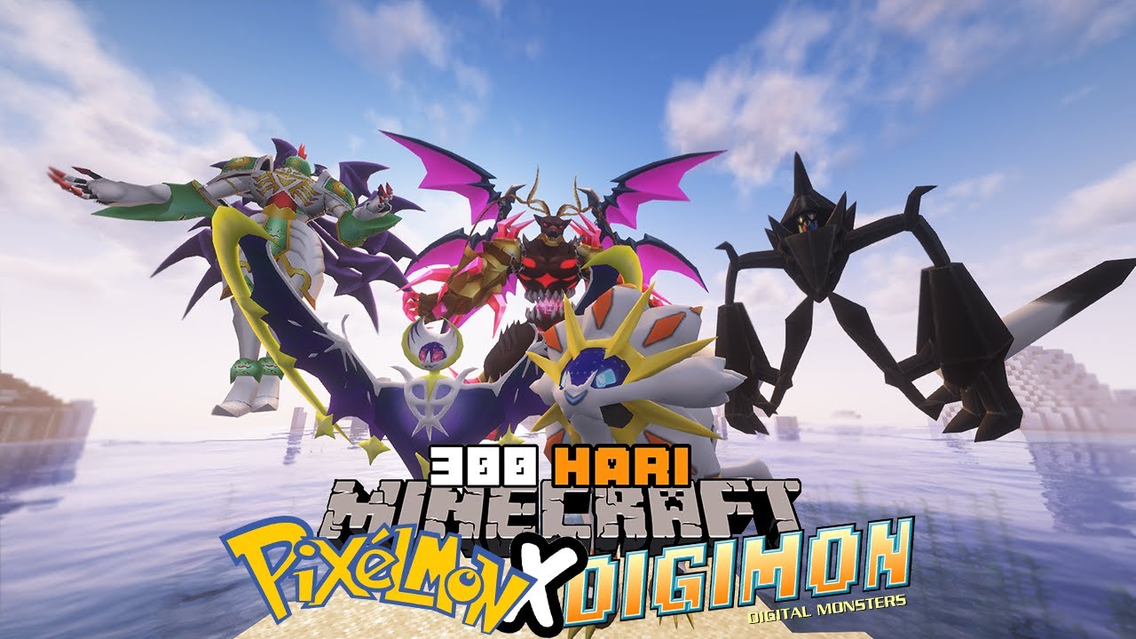 300 Hari Di Minecraft Tapi Pokemon Dan Digimon