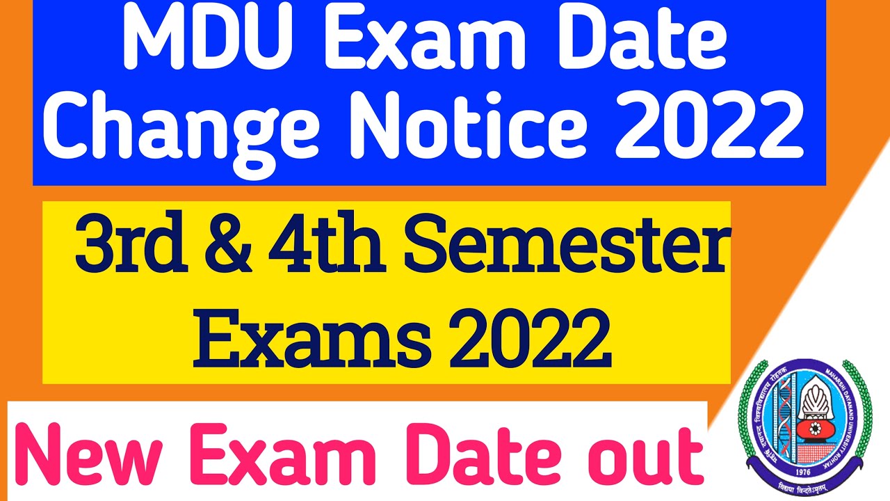 Mdu Exam Date Change Notice | MDU 3rd semester new exam Date  | Mdu Ma 4th semester new exam date