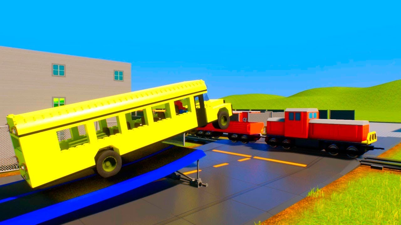 Jump Lego School Bus Stunts | Brick Rigs