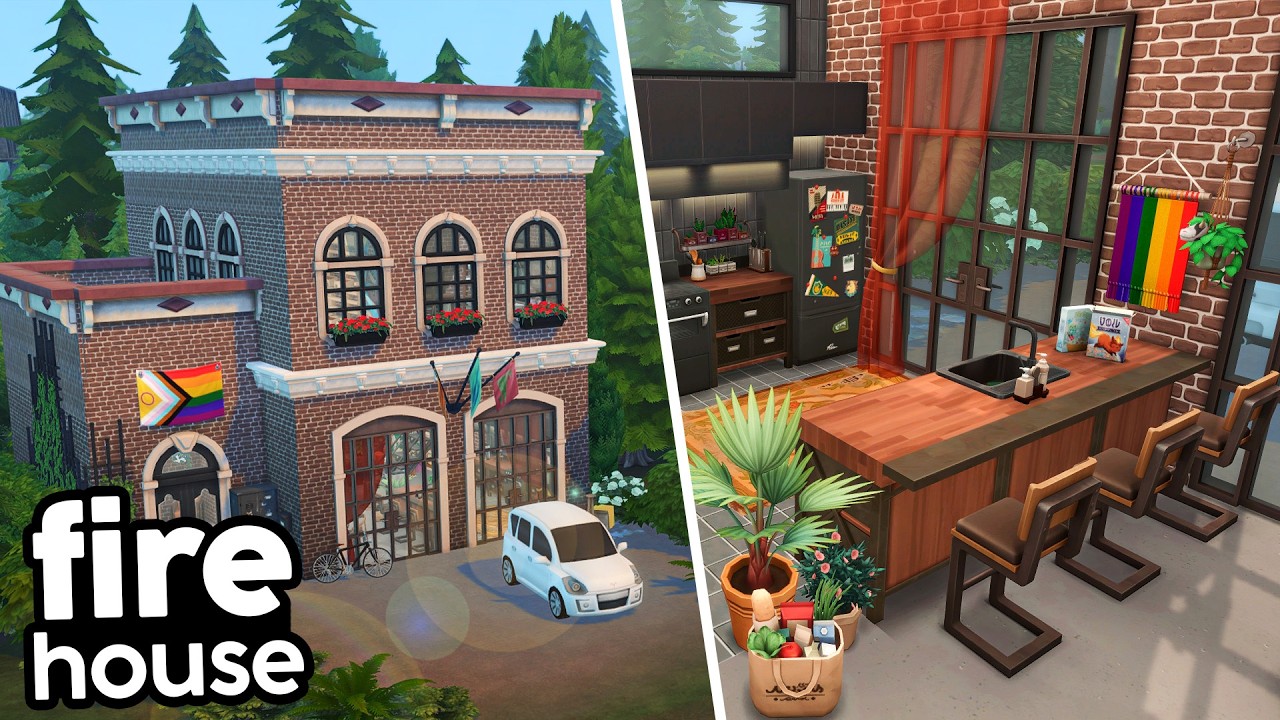 Converted Fire Station 🚒🔥 // The Sims 4 Speed Build