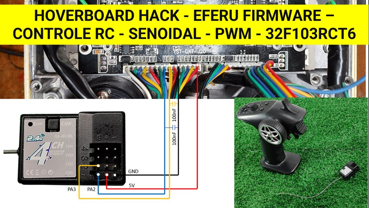 HOVERBOARD HACK - EFERU FIRMWARE – CONTROLE RC - SENOIDAL -PWM - 32F103RCT6 - DIY