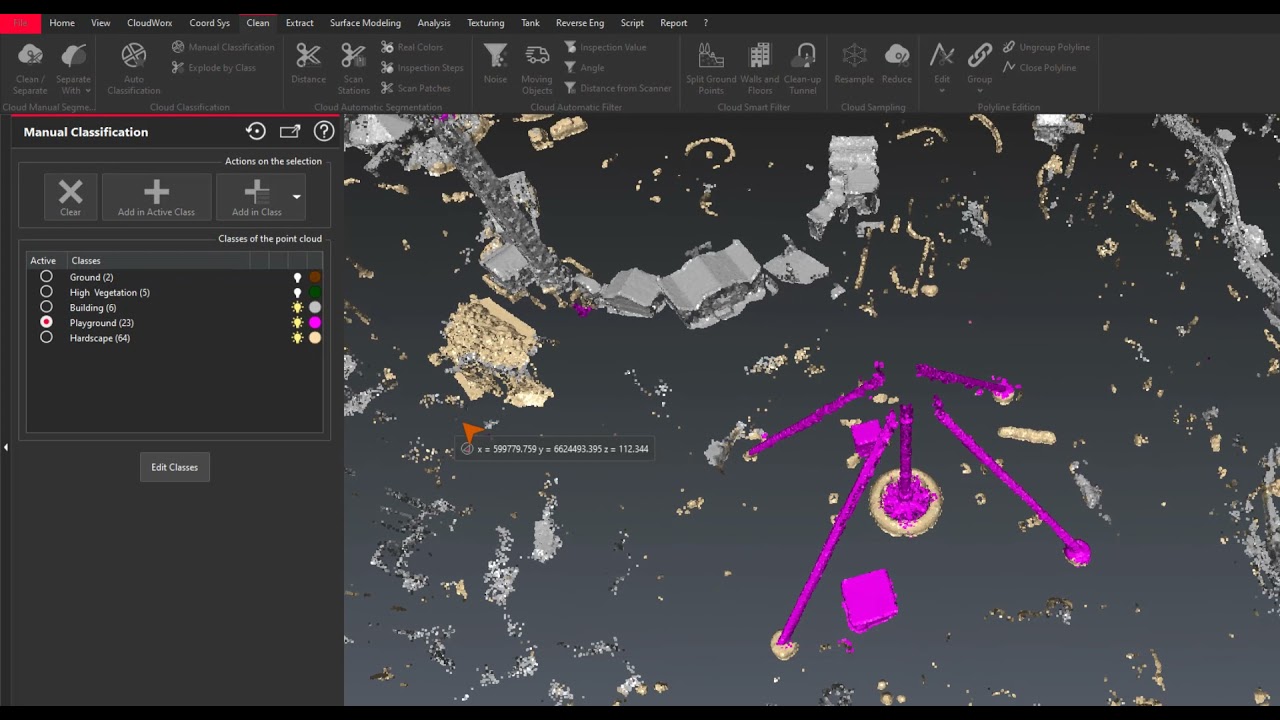 Cyclone 3DR (2021.2): Manual classification of points.