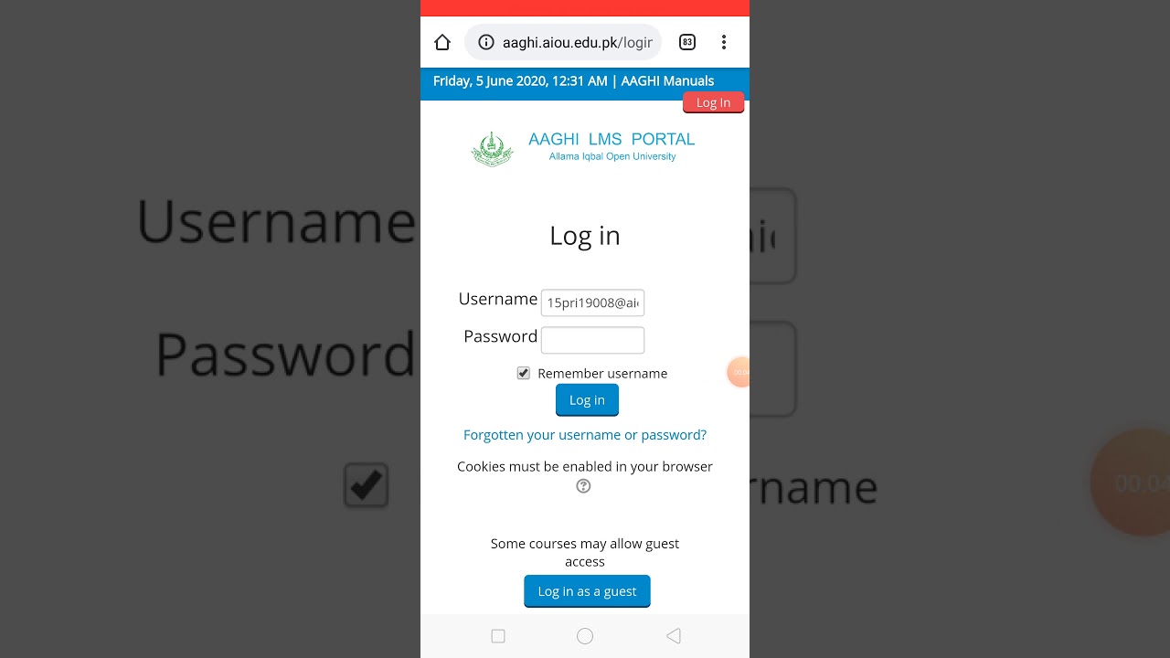 Login issue LMS AAGHI Portal (online classes)