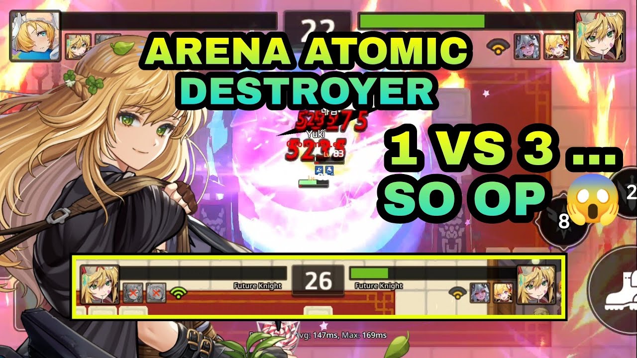 Guardian Tales Arena Atomic Destroyer Future Knight, Sooo... OP 😱, 1 VS 3