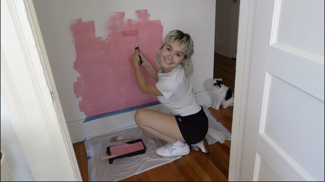 surprising my bestie with the pink wall