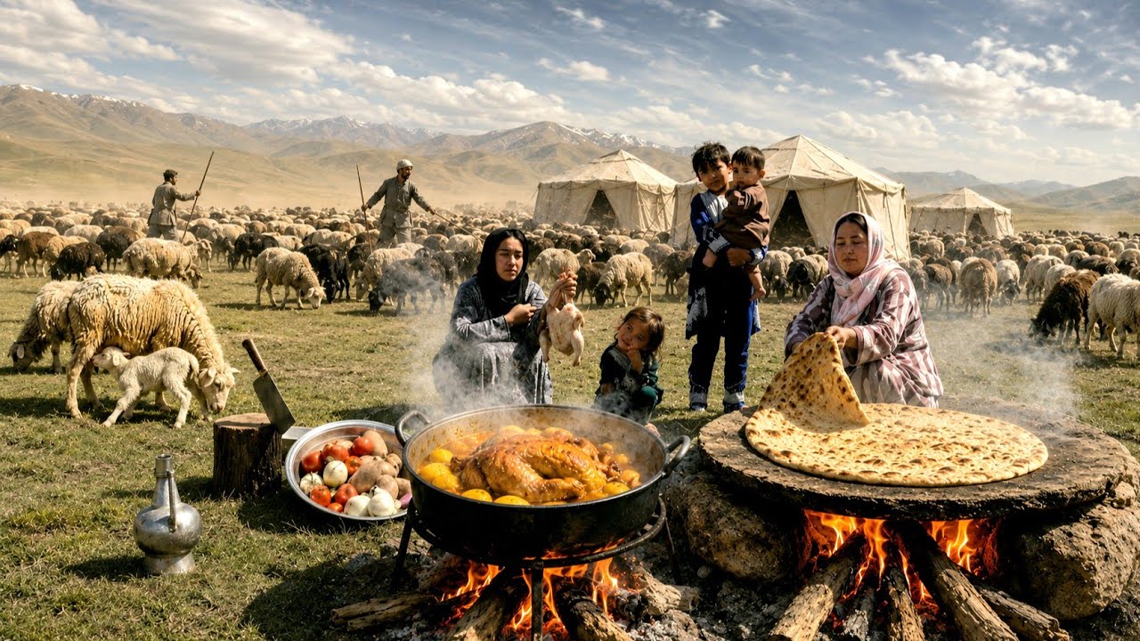 Off-Grid Shepherd Life in the Mountains of Afghanistan | Stone Bread, Fire Cooking & Camping