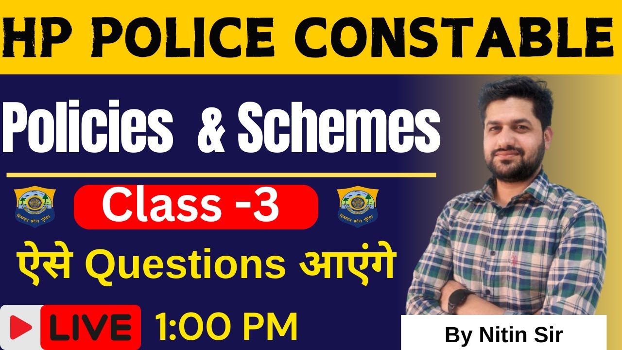 HP Police Constable 2024 | Policies and Schemes (Class -3) | Practice Questions