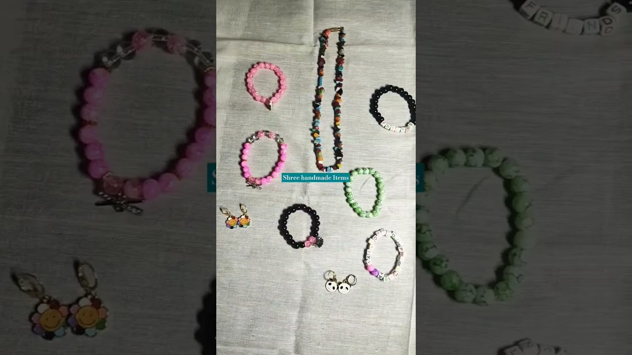 colourful bead bracelets with charm beautiful charm earrings#necklace for kids#korean handmade items