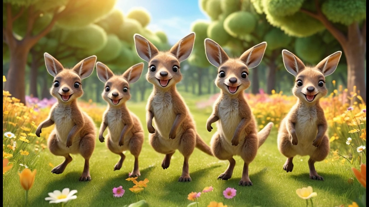 Five Little Baby Kangaroos Hop Hop Hop | Active Jumping Song & Nursery Rhymes
