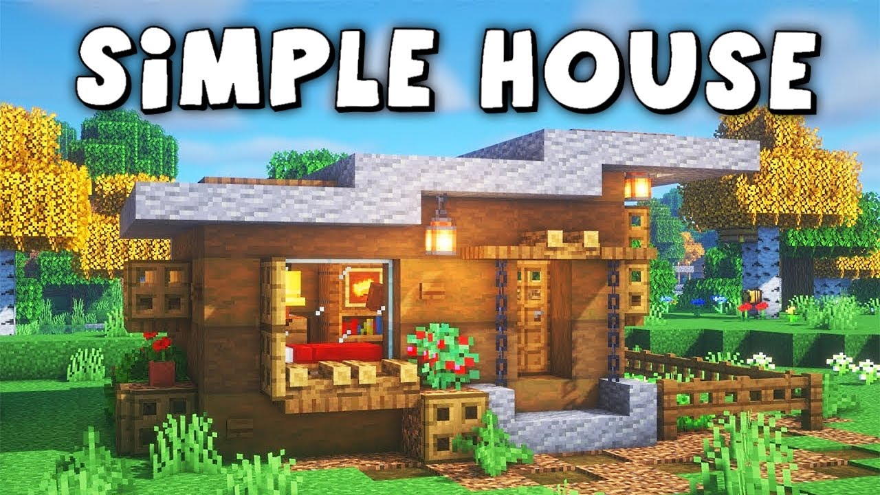 How to Build a Simple Minecraft Wooden House 1.18 Survival Tutorial