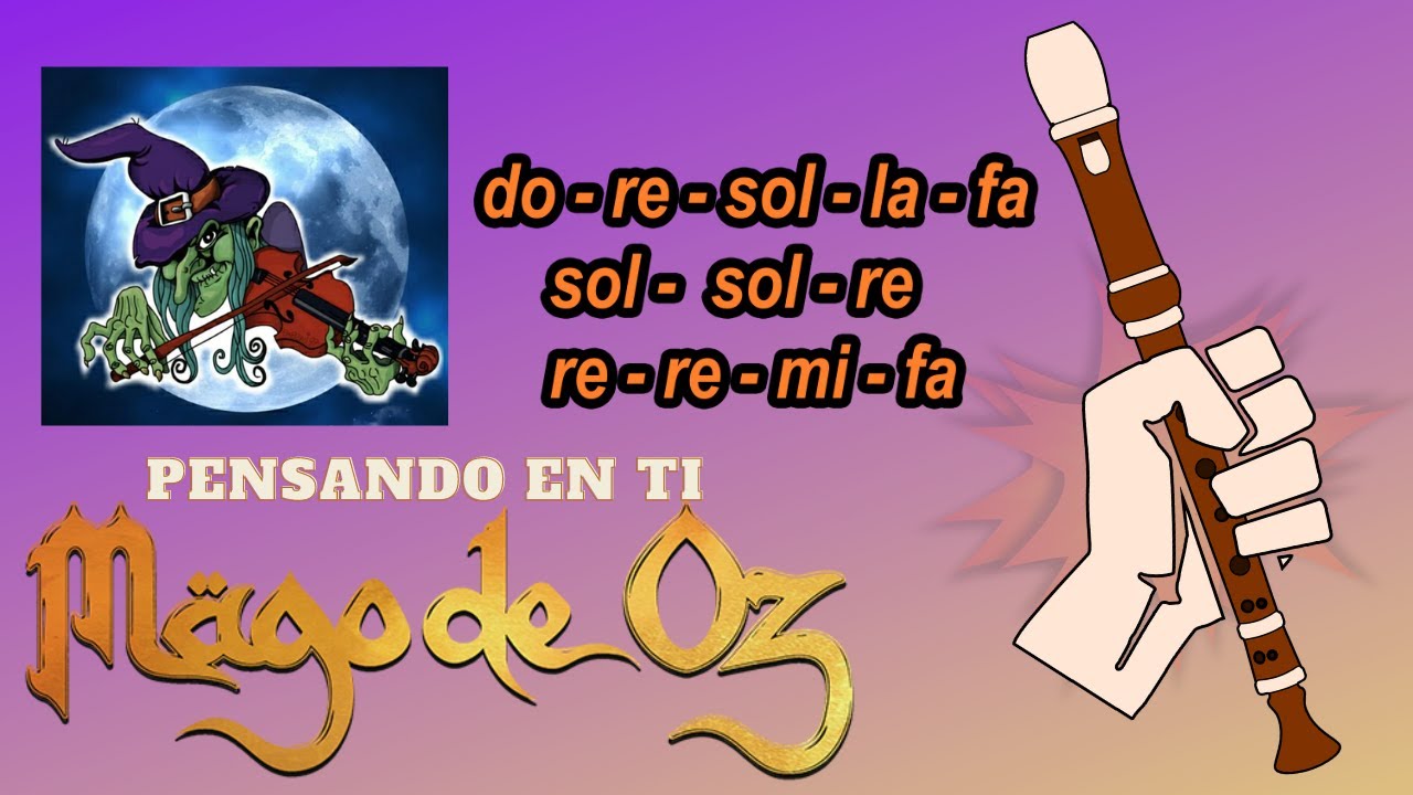 ( Mago de OZ ) PENSANDO EN TI 🌟 FLAUTA dulce 🟠 Tutorial con animación