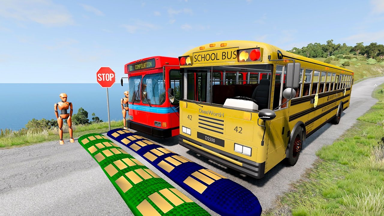 Buses vs Massive ⚠️ Speed Bumps⚠️ #16 – BeamNG.Drive