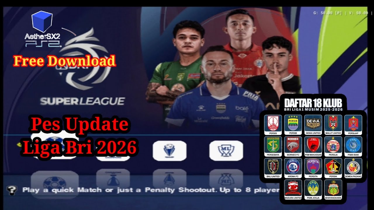 PES Update Liga BRI 2025/2026 🔥 18 Klub Resmi | AetherSX2 PS2 Android | Free Download